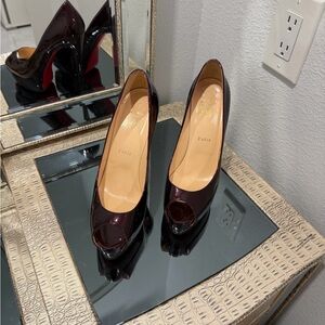 Elegant Burgundy Peep-Toe Heels